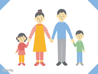 家族が手を繋いでいるイラスト