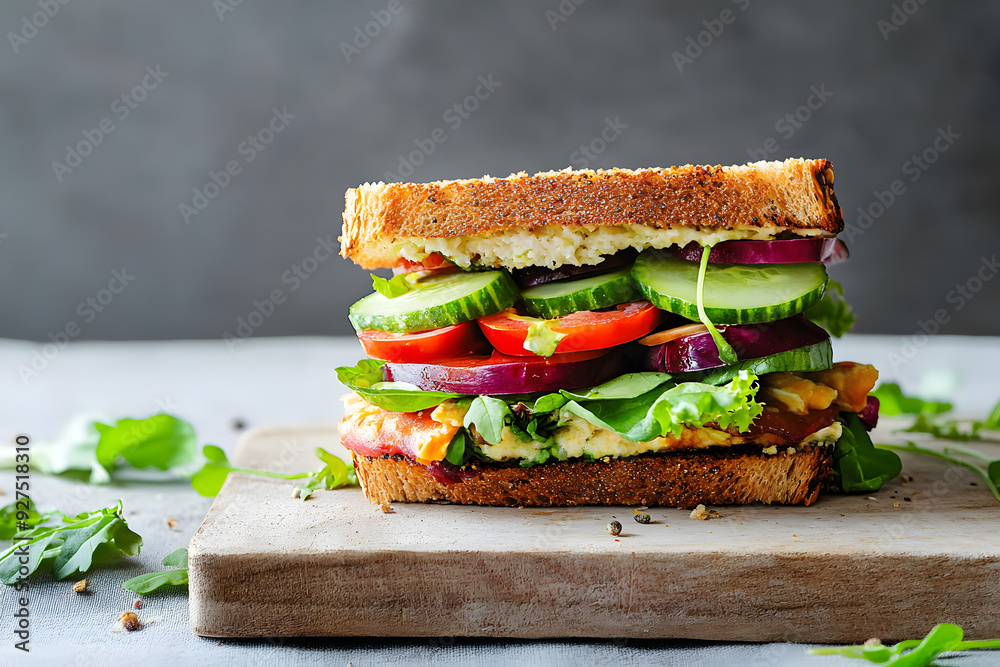 Poster vegetarian sandwich with vegetables