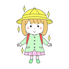 ランドセルを背負った女の子　イラスト
