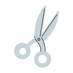 Scissors. Decorative element of postcard. Vector illustration.