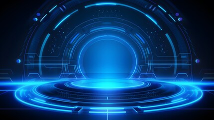 blue Abstract technology background circles digital hi-tech technology design background. concept innovation. vector illustration