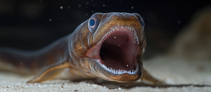 Close-up of a Hagfish with its Mouth Open