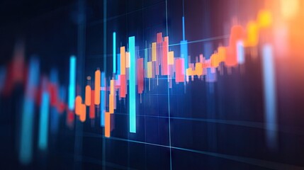 Business growth chart on a dark blue backdrop, showcasing investment success and financial data. Ideal for depicting stock market trading trends and profit strategies.