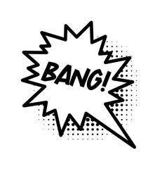 Comic speech bubble with halftone shadow. Illustration in pop art style