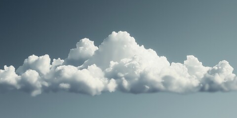 A cluster of fluffy white clouds float against a clear sky, creating a serene and peaceful scene.