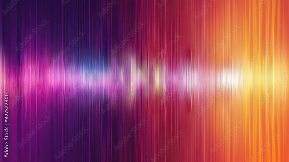 Poster Colorful speaking sound wave lines in a rainbow gradient motion, creating an abstract background. Perfect for illustrating audio dynamics and vibrant tech designs.