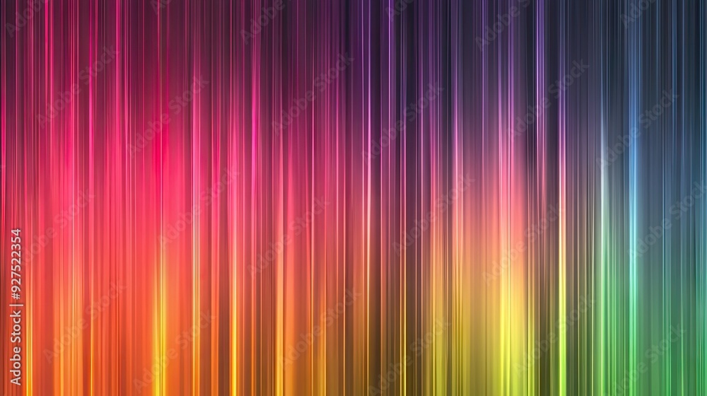Poster Colorful speaking sound wave lines in a rainbow gradient motion, creating an abstract background. Perfect for illustrating audio dynamics and vibrant tech designs.