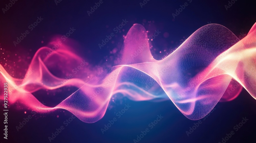 Poster creative sound wave background with pulsating, fluid lines and glowing effects. suitable for tech an