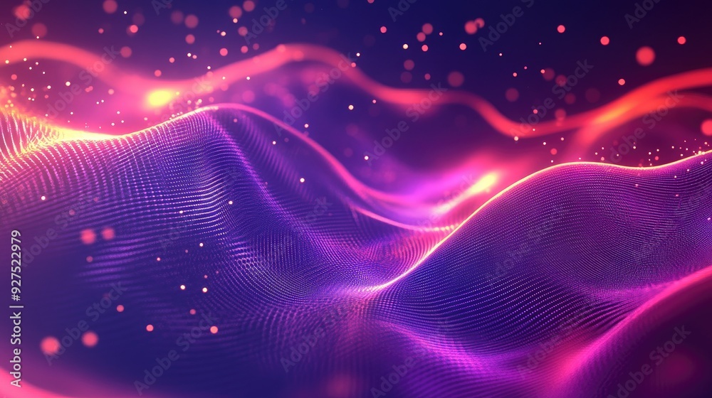 Poster creative sound wave background with pulsating, fluid lines and glowing effects. suitable for tech an