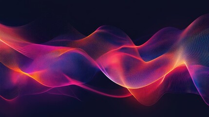 Obraz premium Dynamic sound wave illustration with colorful gradients representing voice and audio energy. Abstract background with fluid lines and vibrant hues.
