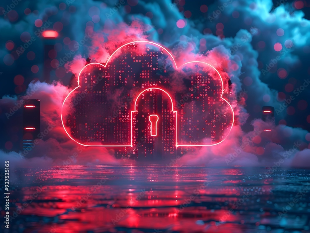 Poster visualizing the cybersecurity challenges in cloud computing an rendition of a data breach incident