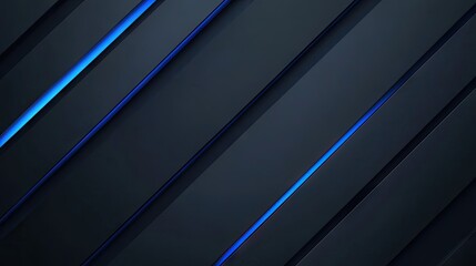 Fototapeta premium Elegant dark grey backdrop featuring bold blue light lines and subtle shadows, creating a luxurious and stylish visual effect.