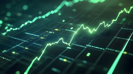 Green Line Chart on a Digital Background