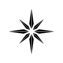 Vector illustration of a compass with 8 cardinal directions, making it easier to show direction. Compass icon logo.