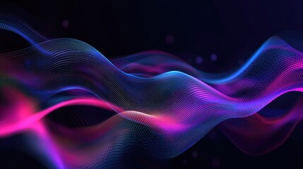 Obraz premium Futuristic sound wave background with animated, flowing lines in a spectrum of colors. Ideal for digital music, audio engineering, and tech-related designs.