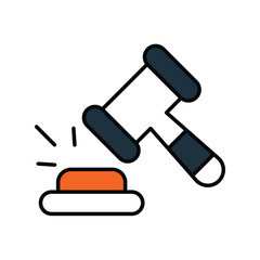 auction color line icon with white background vector stock illustration