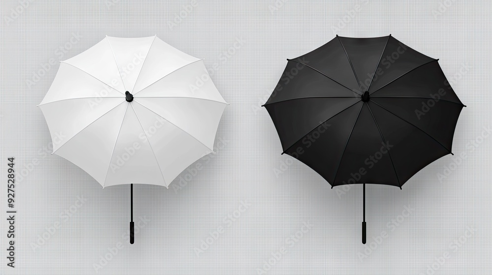 Fototapete high-quality 3d render of blank white and black umbrellas. transparent background makes it perfect f
