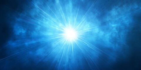 Obraz premium Glowing Sunburst Blue Supernova Explosion in Space 