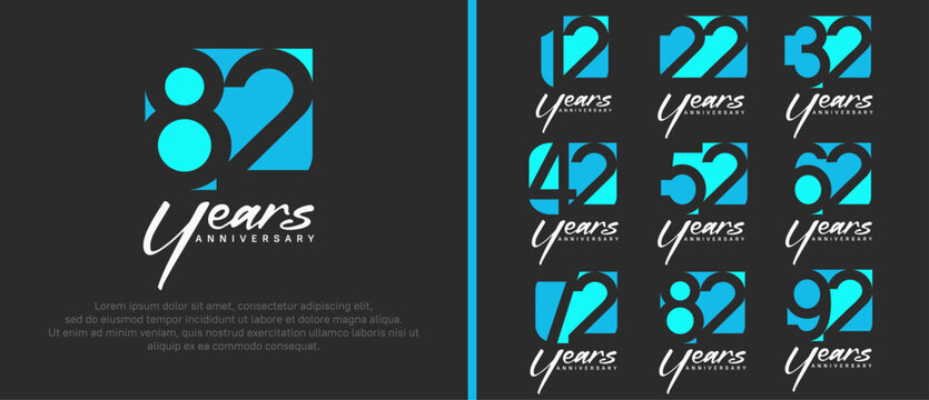 anniversary logo set. vector design blue color can be use for celebration moment