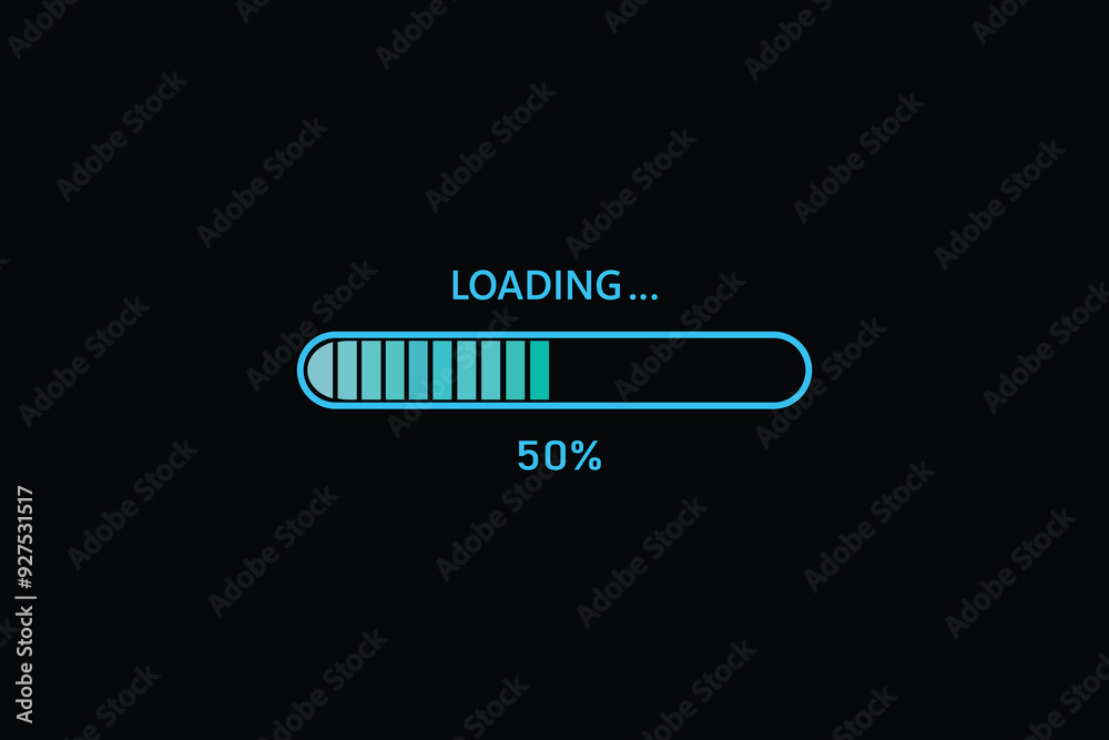 Wall mural 50% progress loading bar on black background