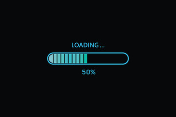 50% Progress Loading Bar on Black Background