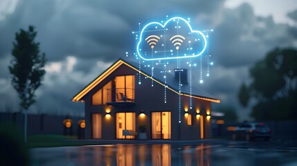 Smart Home Controlled by Cloud Connected Devices Showcasing Convenience and Efficiency of Digital Technology
