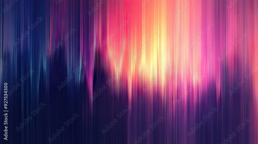 Poster Rainbow gradient sound wave lines illustration depicting speech or audio in motion. Dynamic and colorful abstract background for tech or media themes.