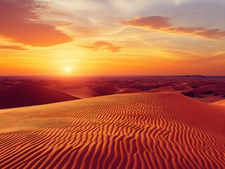 Naklejka premium sunset over the desert
