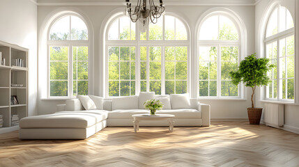 Fototapeta premium Minimalist Temporary Living Quarters with Spacious Windows,