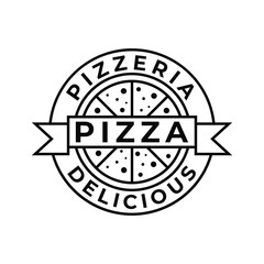 pizza logo design vintage retro emblem circle