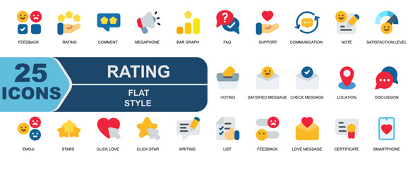 simple flat style icon collection.icon set rating.
