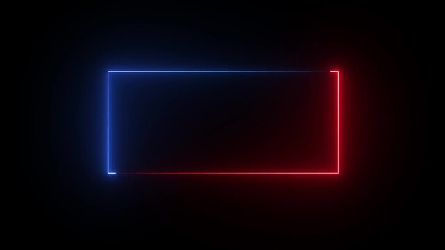 Glowing line frame web neon box pattern. neon pink lights wiggle on black background.