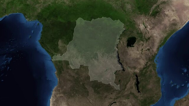 Zoom from Earth to Democratic Republic of the Congo - DRC. (Highlighted) World map province animation with highlighted borders of countries. Images from NASA