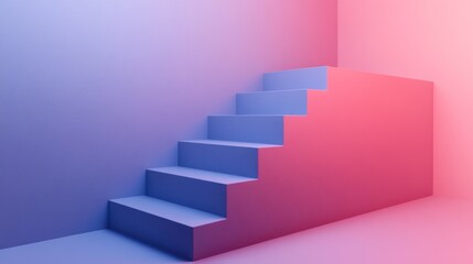 Abstract Minimalist Staircase in a  Purple and Pink Room