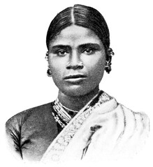 Asian peoples. Portrait of an Indian dancer. Publication of the 