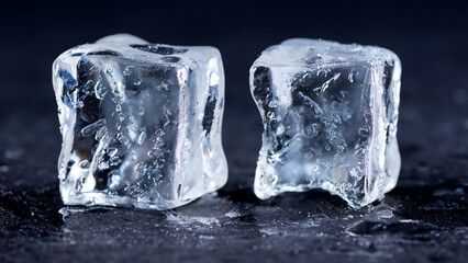 Obraz premium Frozen ice cubs against a dark backdrop.