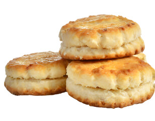 Buttermilk biscuits on a isolated on white backgroun. Generative AI.