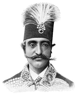 Asian peoples. Portrait of Persian monarch, Naser al-Din Shah Qajar. The Persians are an Iranian ethnic group. Publication of the "Meyers encyclopedia", Vol. 7, Leipzig, Germany, 1910.