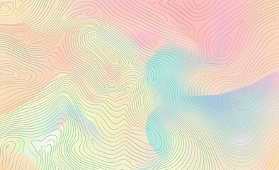 Abstract background with wavy lines and a gradient of color, Pastel shades of pink, blue, green and yellow, with a topographic line pattern for a web banner design template