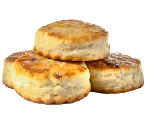 Buttermilk biscuits on a isolated on white backgroun. Generative AI.