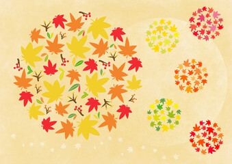 カラフル紅葉のイラスト背景
