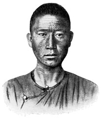 Asian peoples. Portrait of Dungan man. The Dungane is Turkic-speaking peoples in Xinjiang Province in Northwestern China. Publication of the 