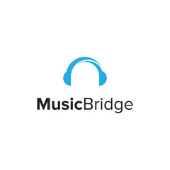 music bridge simple sleek geometric creative modern logo design