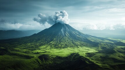 Volcanic Landscape with Lush Greenery