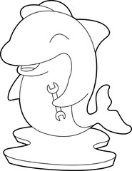 Dolphin Craftsman Wrench Animal Vector Graphic Art Illustration