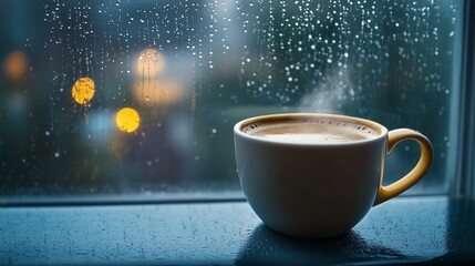 Obraz premium Steaming Cup of Coffee: A Close-Up Shot