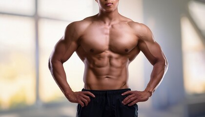 筋肉質なボディビルダーの男性