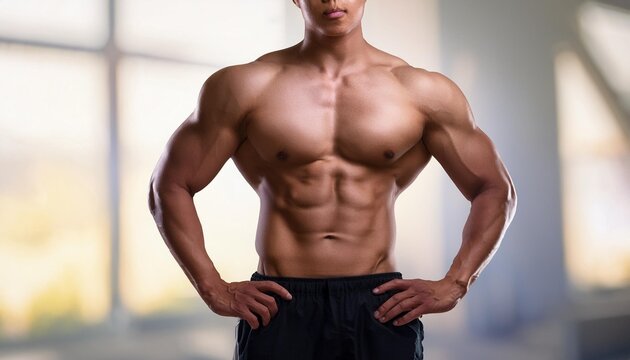 筋肉質なボディビルダーの男性