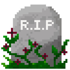 Halloween - Grave (2) in 8 bit pixel art 