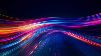 Abstract background with colorful glowing lines in a wave pattern.